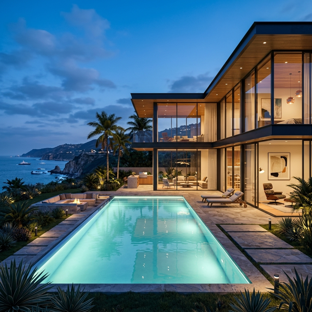 Luxury real estate property image with modern architecture