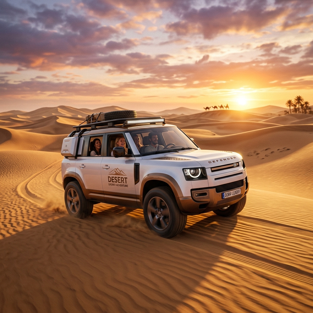 Vacation destination imagery with luxury travel styling