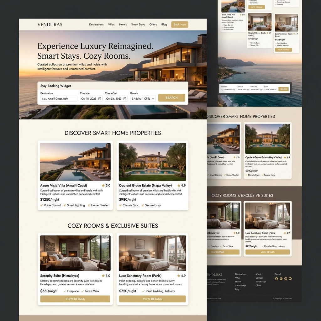 Premium hotel and vacation stay booking page visual