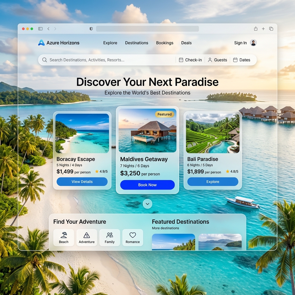 Travel website hero image with destination inspiration
