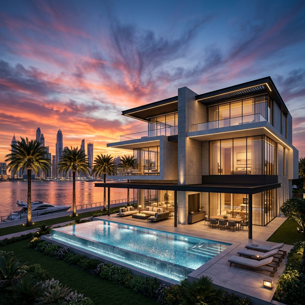 Real estate website featuring Dubai property visuals